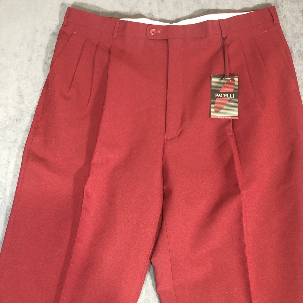 Vintage Pacelli Uomo Moda Dalton Burgundy Dress Pants Men's 44 x 34 Polyester